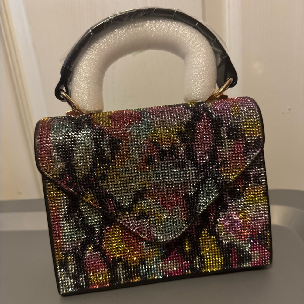 Multicolor Crystal Embellished Women's Bag